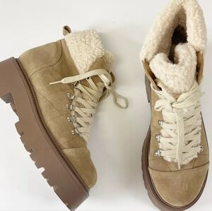 Steve MaddenReyen Suede Faux Shearling Cold Weather Lug Sole Platforms 7.5